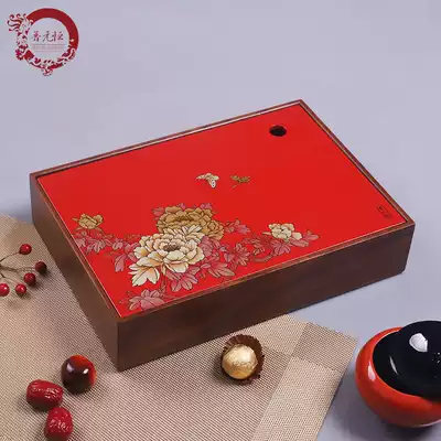 Jin Yuan Heng New Year candy box retro Chinese wedding home living room nut box solid wood rectangular split high-grade