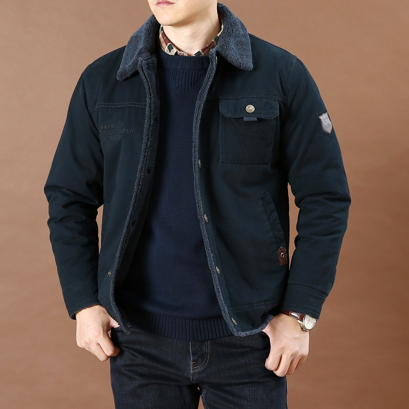 2021 Winter Men Multiple Bags Tooling Loose Cotton Clothing Jacket Men's Fashion Plus Suede Thickened Cotton Padded Jacket Male