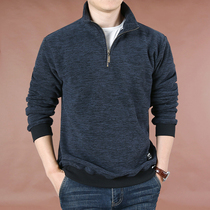 Autumn mens half zipper collar large size loose sweater mens fashion casual fleece knitted mens coat tide