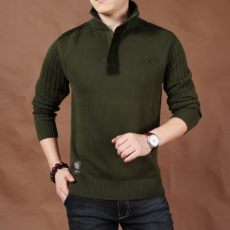 Autumn Winter Thickening high collar sweater jacket Men's large size Loose Pure Color Casual Half Pull Neckline Clothing for Men's Chauded