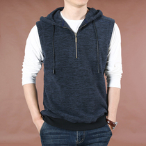 Autumn fleece loose vest mens fashion hooded pullover jacket mens outdoor quick-drying vest tide