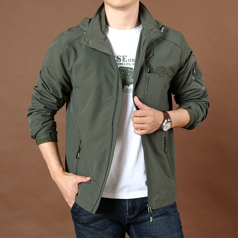 Men's Fashion Casual Large Size Loose Jacket Men's Jacket Outdoor Solid Color Multi-bag Tooling Jacket Trend