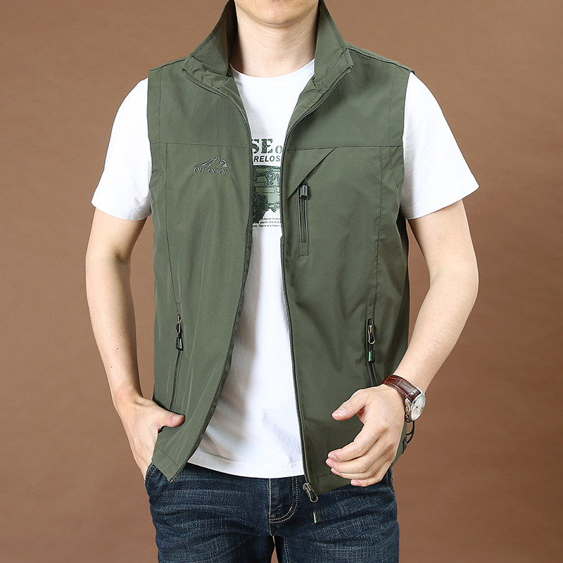 Spring men's outdoor loose speed dry waistcoat photo fishing vest men's clothing multi-bag overalls Shoulder Jacket Tide