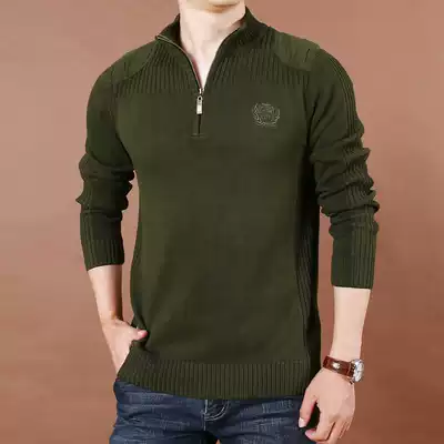 2021 autumn and winter cotton padded sweater men's turtleneck sweater big size stand collar pullover loose knitted sweater tide