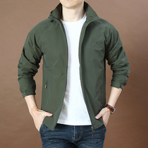 Mens thin size loose jacket mens 2021 autumn fashion solid color outdoor quick-drying mens coat tide
