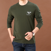 2021 autumn thin round neck long sleeve T-shirt mens casual plus size loose solid color shirt base shirt mens tide