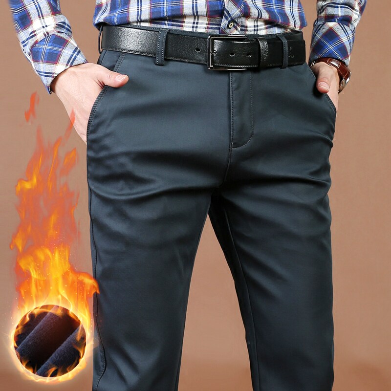 2021 winter men's large size loose casual pants men's straight tube middle waist youth velvet thickened solid color men's trousers tide