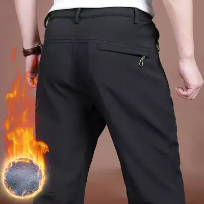 2021 Winter thick outdoor elastic quick-drying pants men's stretch quick-drying business casual charge long pants men's tide