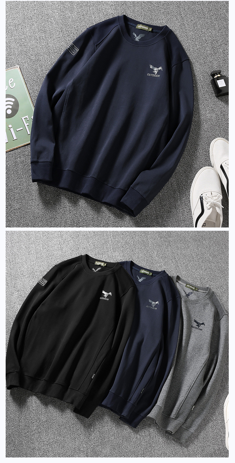 Xe jeep nam nam size rộng cổ rộng áo len cổ tròn nam 2019 xuân mới thời trang hoang dã rắn màu in áo áo hoodie rộng