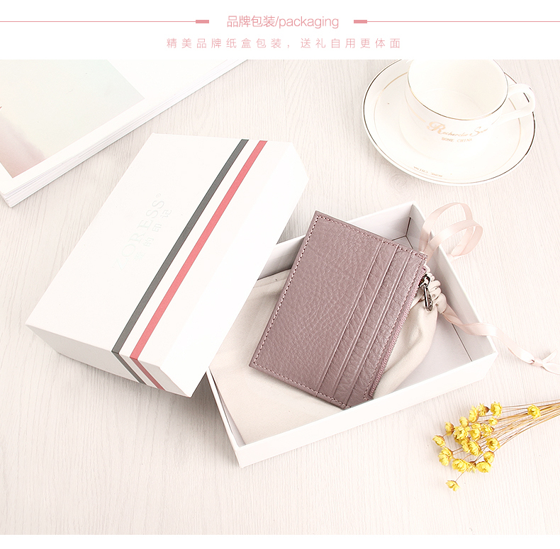 Ví đựng thẻ mini của phụ nữ Ví da Hàn Quốc tươi siêu mỏng trong ví clip đơn giản chủ thẻ tín dụng gói thẻ tín dụng ví đựng thẻ thông minh