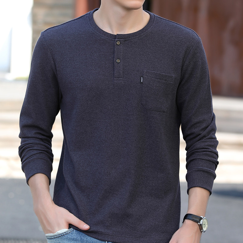 Long sleeve T-shirt for men's spring and autumn middle-aged men's clothing loose and thin autumn dress blouses dad beat the jersey outside the men's jersey