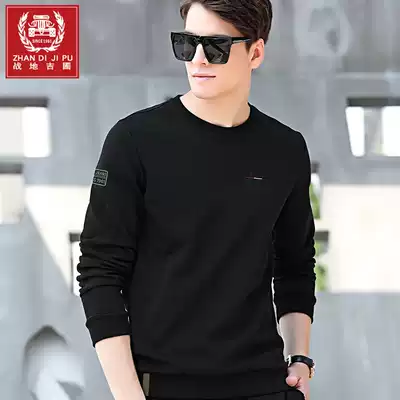 Men's long-sleeved T-shirt 2021 spring and autumn new round neck loose sports casual top men's thick T-shirt men's bottoming shirt