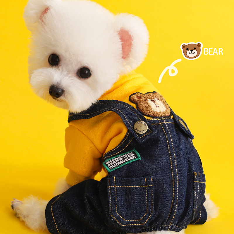 Pet Clothes, Dog Autumn and Winter Sweatshirt Set, Four-Legged Clothing, Plaid Collar, Teddy Pomeranian Puppy, Small Size Dog Clothing