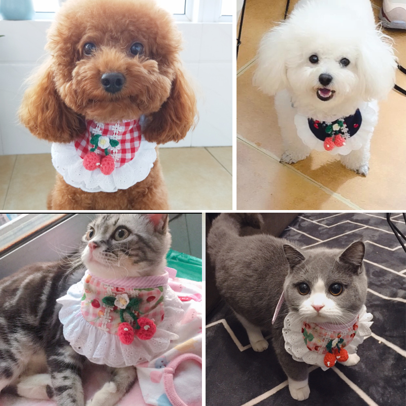 Dog Scarves triangle towels Saliva Towels Medium Dog Minidog Teddy Bou Beauty Young Cat Scarves Scarves to Pet Supplies