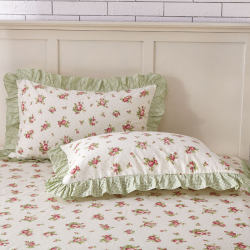 Ousuman Pure Cotton Pillowcase, Korean Style Pure Cotton Princess Pastoral Bed Skirt, Matching Pillowcases 1 Pair