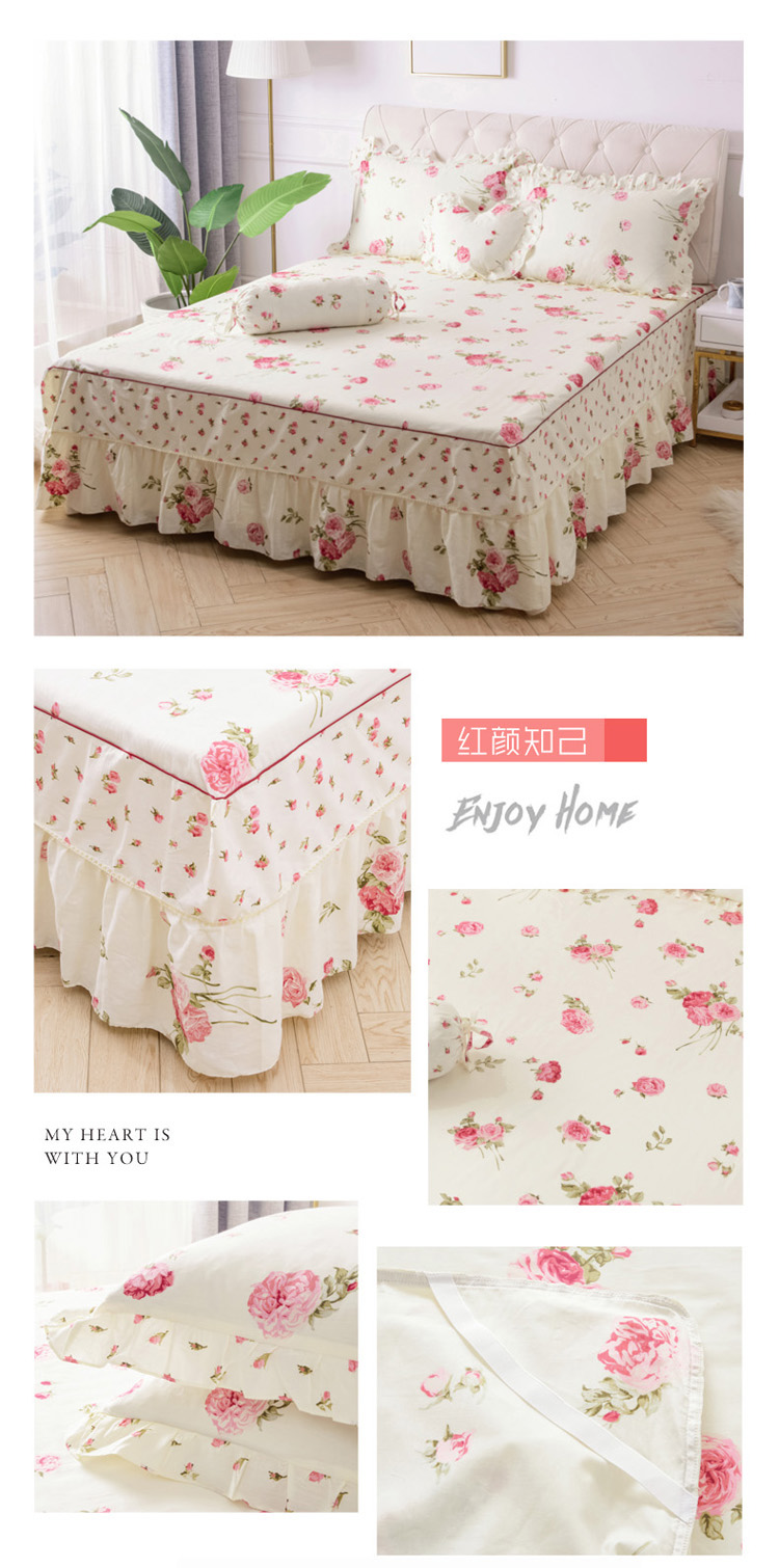 Vải bông Su Suzhen phiên bản Hàn Quốc của loại váy ngủ cotton đơn mảnh công chúa ga trải giường trượt trải giường 1,5 m 1,8m giường ga giường có viền