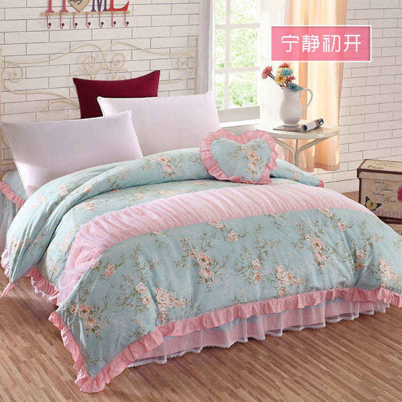 Ái chà bông cotton Hàn Quốc chăn đơn mảnh công chúa bông ren chăn đơn chăn đôi - Quilt Covers mền