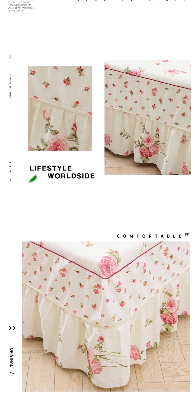Vải bông Su Suzhen phiên bản Hàn Quốc của loại váy ngủ cotton đơn mảnh công chúa ga trải giường trượt trải giường 1,5 m 1,8m giường ga giường có viền