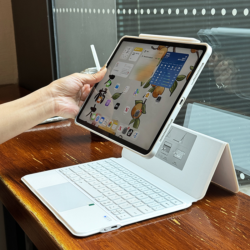 New Experience Suitable for Apple iPad Air 8 Magic Bluetooth Keyboard Pro Protective Case Ultra-Thin 10Th Generation Tablet Acrylic Without Pen Slot 12.9 Magnetic 5-Degree Rotating Touchpad 4-in-1 Double-Sided Cover