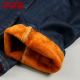 Утепленные джинсы с начесом, демисезонные прямые свободные джинсы, мужские трендовые штаны для отдыха, в корейском стиле