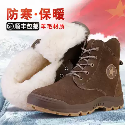 Martin boots men's winter wool boots Northeast snow boots men's fur one-piece tooling boots thickened warm cotton boots men