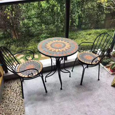 European wrought iron balcony courtyard outdoor outdoor cafe leisure table and chair combination three-piece table small coffee table