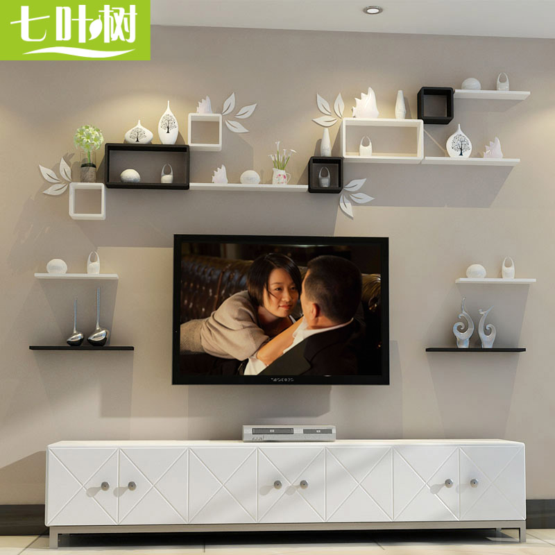 Living room TV background wall decorative frame Bedroom wall shelf Wall hanging creative lattice wall cabinet Wall partition