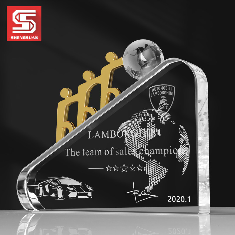 Customized crystal trophies and medals Excellent team awards Work together for outstanding employees Sales annual meeting custom-made