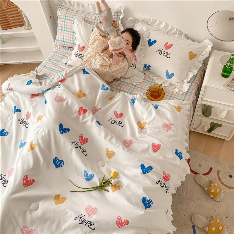Summer knitted cotton air-conditioning quilt summer cool quilt four-piece set children's quilt double single quilt thin bedding three-piece set
