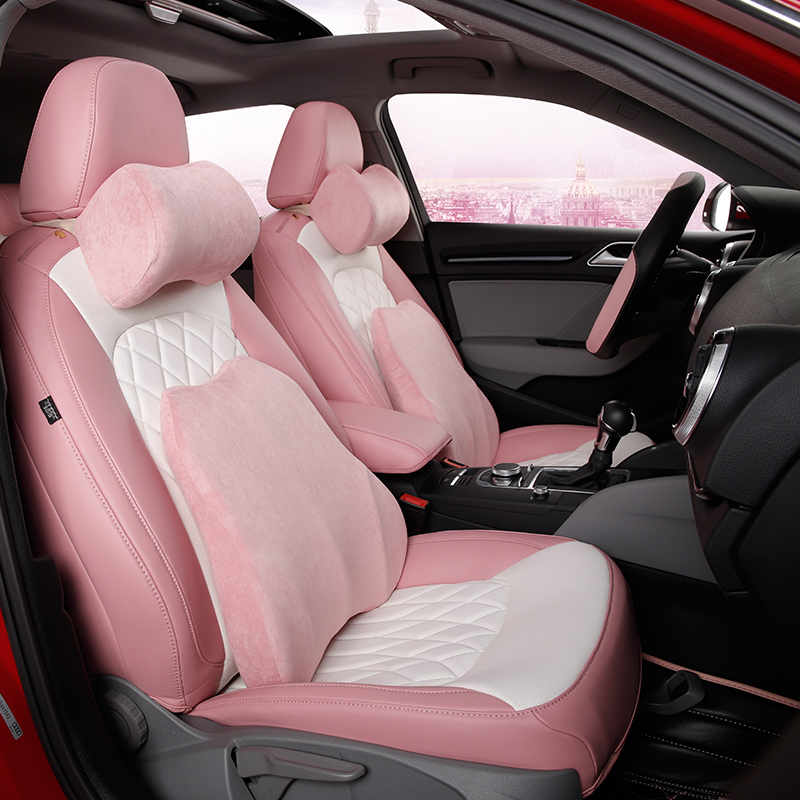 Pink memory cotton waist support S-class headrest car neck pillow female Korean fashion net red tide brand universal pillow cushion