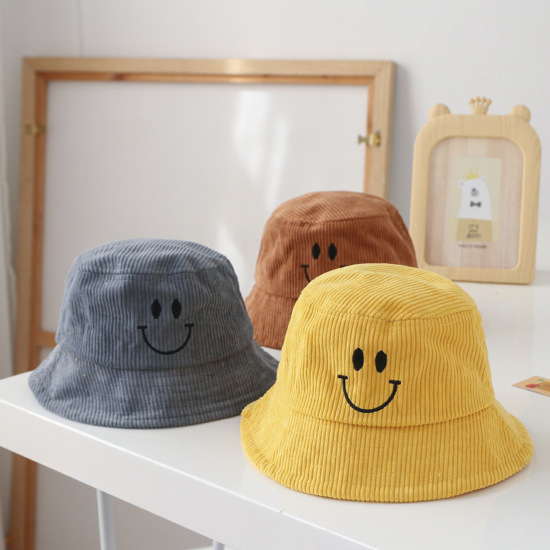 Korean version of boys and girls thick warm smiling face fisherman's hat in autumn and winter children's spring cute sunshade basin hat tide