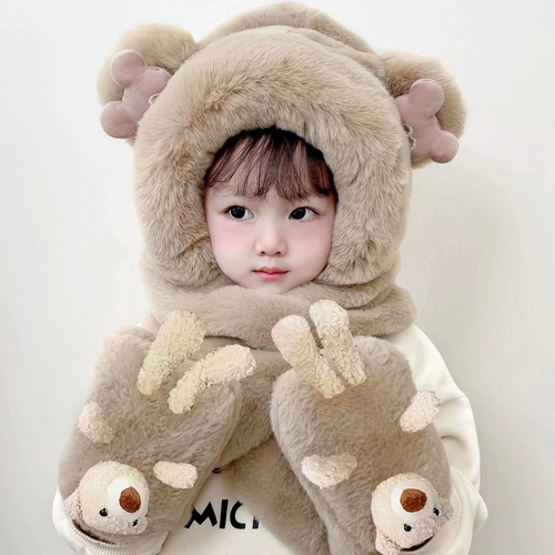 Детская шапка, шарф, перчатки, демисезонный детский удерживающий тепло ветрозащитный комплект, 3 предмета