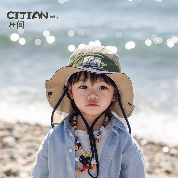 Kids Sunscreen Hat Baby Fisherman Hat Outdoor Camping Neck Protection Hiking Summer Western Style Breathable Big Brim Boy Hat — 5