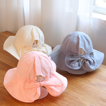 Childrens hat Spring Summer Korean version of butterfly machine thin section Turning Sun Princess Fisherman Hat Cute Baby Girl Tide