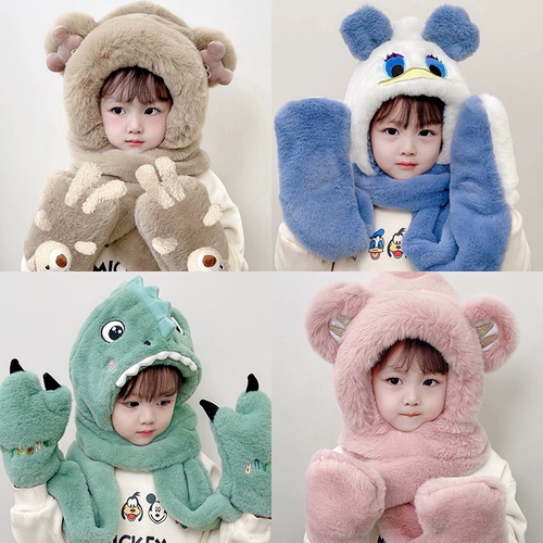 Детская шапка, шарф, перчатки, демисезонный детский удерживающий тепло ветрозащитный комплект, 3 предмета