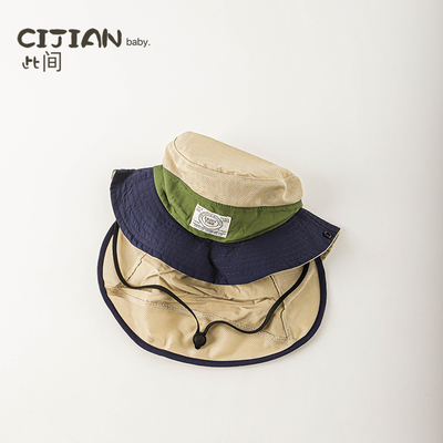 Kids Sunscreen Hat Baby Fisherman Hat Outdoor Camping Neck Protection Hiking Summer Western Style Breathable Big Brim Boy Hat — 4