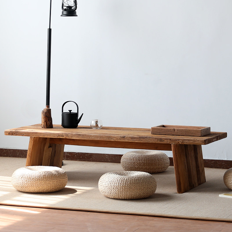 Tatami coffee table old elm small kang table door solid wood table greenhouse children's low table low table manufacturer custom
