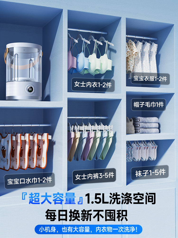 2025 New Model Underwear Washing Machine, Special Laundry Cup for Underwear, Mini Portable Fully Automatic Small Sock Washing Machine
