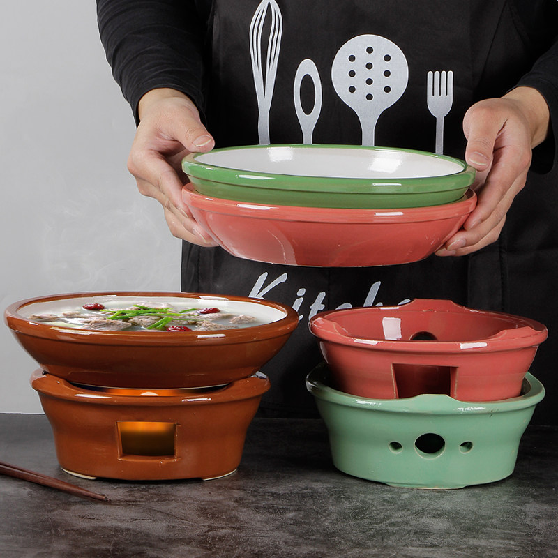 Creative Alcohol Stove Clay Stove Small Hot Pot Ceramic Outdoor Barbecue Stove Stove Furnace Shallow Pan Specialty Catering Heating Pan