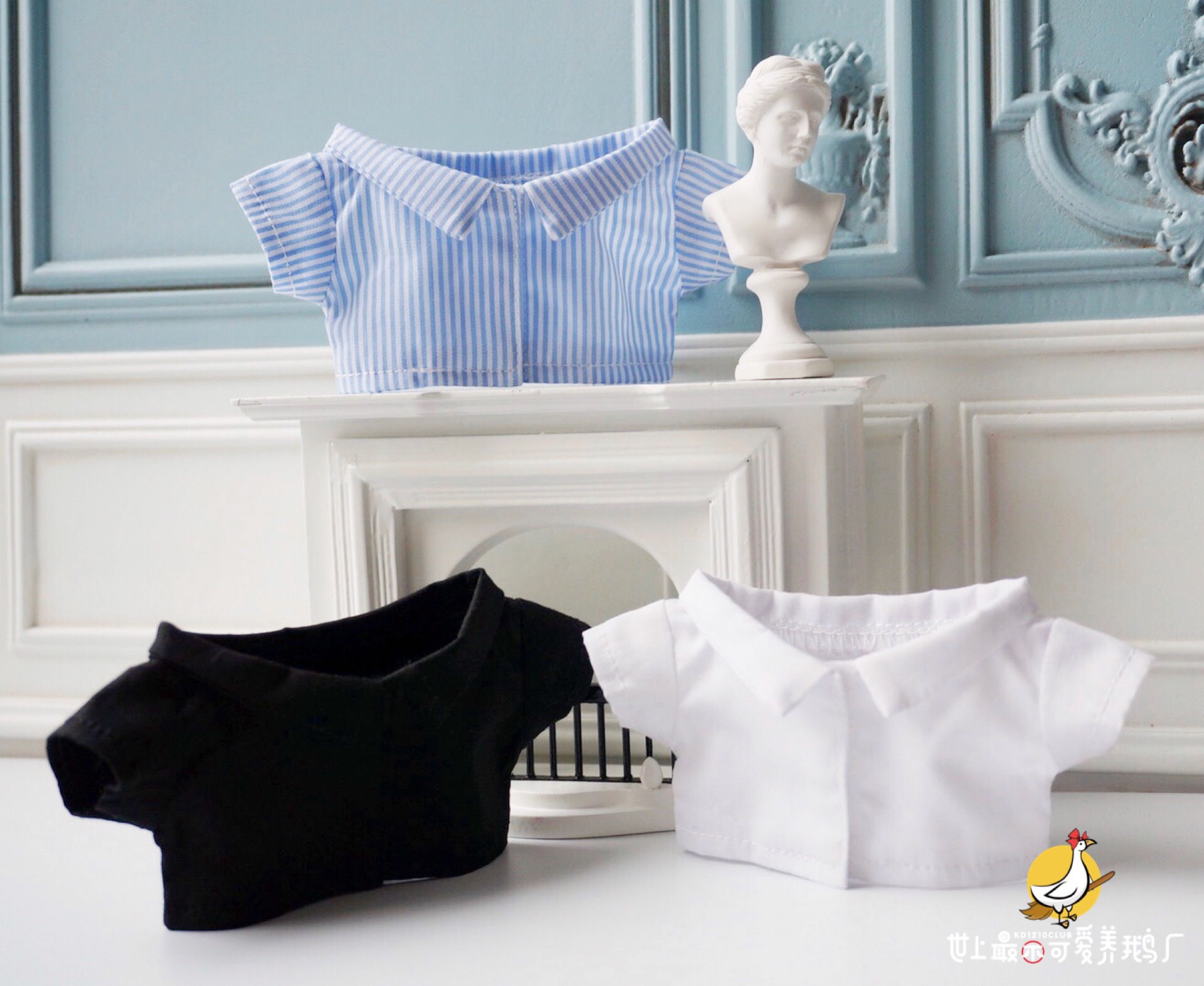 (Spot) 15cm20cm baby clothes black and white blue striped shirt top