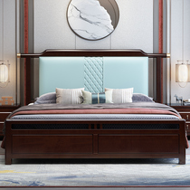 New Chinese solid wood bed 1 8 m modern minimalist approximately double bed 1 5 main sleeper Economy Type of storage Soft bag Bedroom wedding bed