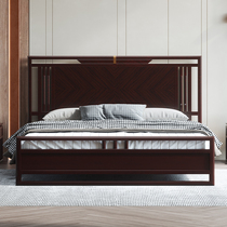 New Chinese solid wood meditation light extravagant wedding bed length 1 8 m wide 2 0 m minimalist high case storage bedroom combined furniture