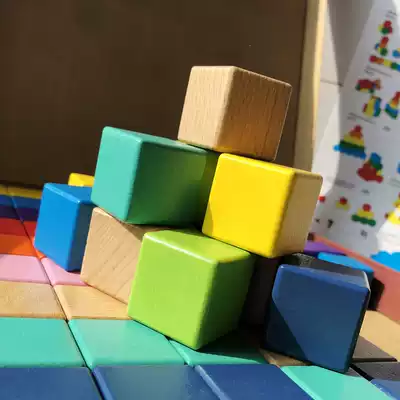 Children's cube building blocks Montessori early education wooden toys baby space thinking training mathematics teaching aids