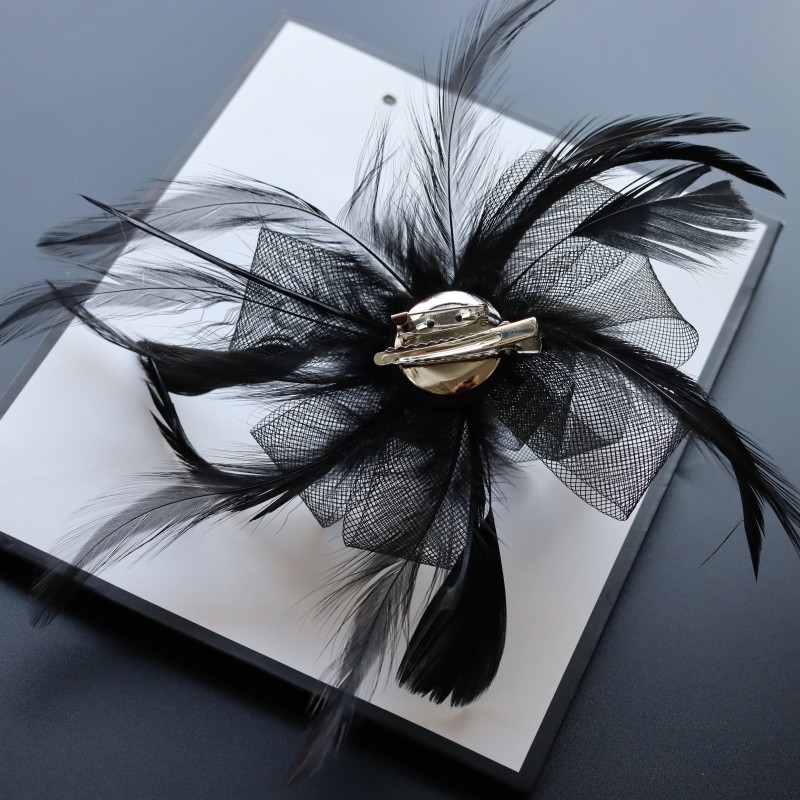 欧美简约时尚复古网纱新娘发夹配饰晚宴会派对演出发饰羽毛头饰品详情6