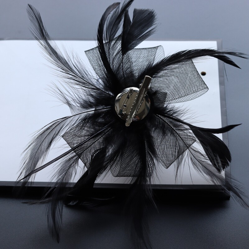 欧美简约时尚复古网纱新娘发夹配饰晚宴会派对演出发饰羽毛头饰品详情21