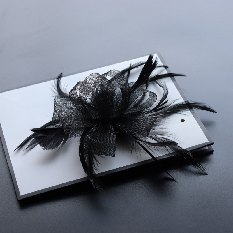 欧美简约时尚复古网纱新娘发夹配饰晚宴会派对演出发饰羽毛头饰品详情23