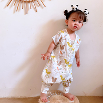 Baby sleeping bag summer thin childrens anti-kick quilt bamboo cotton gauze baby sleeping bag