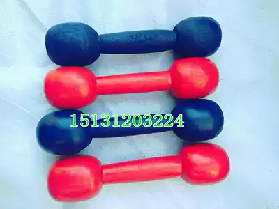 Wooden dumbbell Primary school kindergarten fitness wooden dumbbell round head square head