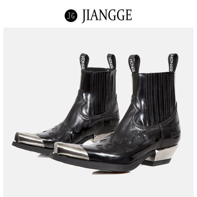 Spanish Trendy Punk Chelsea Boots Autumn and Winter New Style Western Cowboy Boots Women's High-Heeled Square-Toe Short Martin Boots