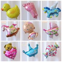 Cute mini small balloon hand-held stick cartoon aluminum film balloon party decoration baby hundred day feast birthday decoration